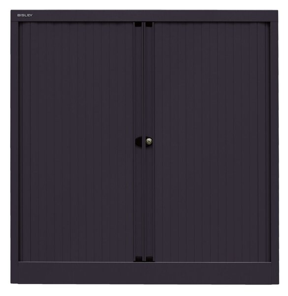 Rollladenschrank EuroTambour, (H x B x T) 1030 x 1000 x 430 mm, 2,5 Ordnerhöhen, 2 Fachböden, abschließbar, Korpus/Rollladen schwarz/schwarz