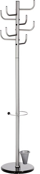 Standgarderobe, 8 Haken, Gestell pulverbeschichtet, silber, Maße 1720 x 375 mm