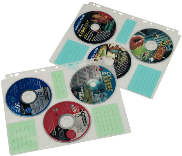 CD-R Folienhüllen, DIN A4, abheftbar, 3 CDs je Folie