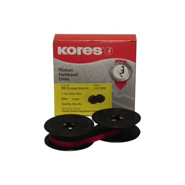 Farbband Gr. 1NS, schwarz/rot, DIN Doppelspule, Breite 13 mm, Länge 10 m, Seide