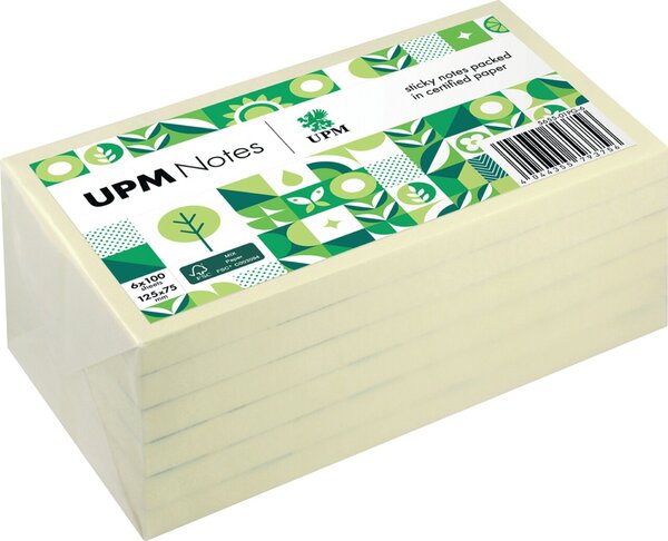 Haftnotiz, 125 x 75 mm, Pastell gelb, 100 Blatt/Block, 6 Blöcke, Pergaminverpackung, FSC®-zertifiziert