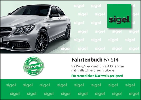 Fahrtenbuch für PKW, DIN A6 quer, 40 Blatt