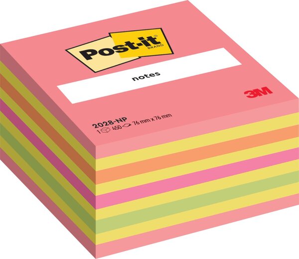 Haftnotiz-Würfel, 76 x 76 mm, mohnrot, zitronengelb, neonorange, ultrapink, limonengrün, 450 Blatt