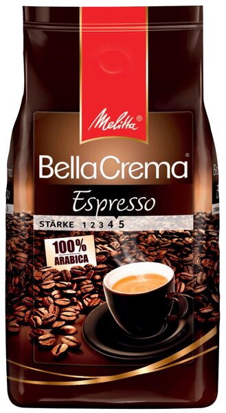 Melitta BellaCrema Espresso, 100% Arabica, ganze Bohnen, 1.000 g, Intensität: 5