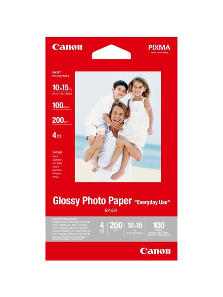 Fotoglanzpapier GP-501, 210g/qm, 10x15 cm, für IP1600, IP4200, IP2200, IP6600D, MP800, 100 Blatt