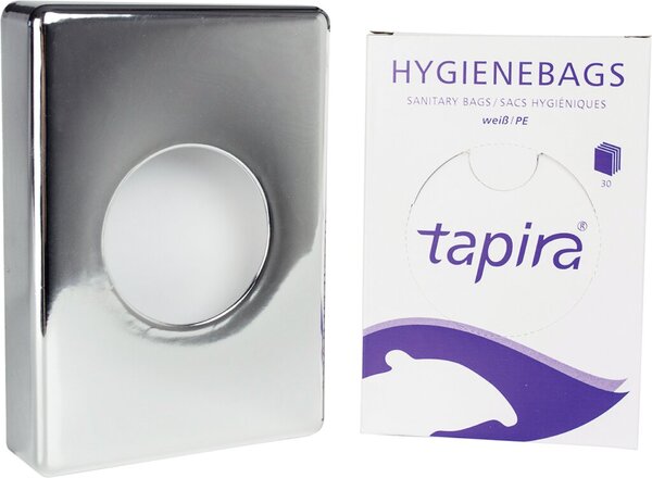 Hygienebag-Box, Wandspender, 140 x 95 x 26 mm, chrom