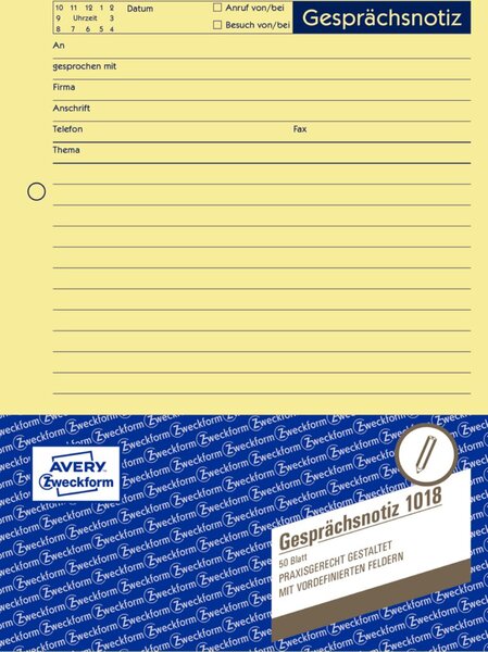 Gesprächsnotiz, gelb, DIN A5, 50 Blatt