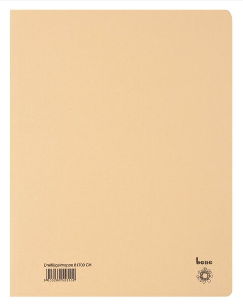 Jurismappe, DIN A4, 3 Klappen, 250g/qm Recyclingkarton, 245 x 320 mm, chamois