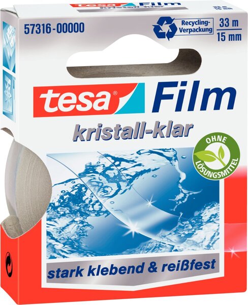 tesafilm® kristall-klar, 15 mm x 33 m, transparent, stark klebend, alterungsbeständig