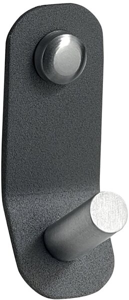 Wandgarderobenhaken, 1 Haken, Grundform Eisen, satingrau, Haken in Edelstahl, chrom, 70 x 25 x 30 mm, 1 Set / 2 Stück