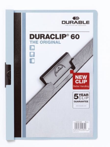 Klemmmappe DURACLIP, DIN A4, Fassungsvermögen 60 Blatt, 310 x 220 mm, hellblau