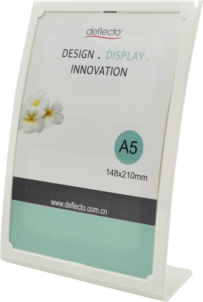 Tischaufsteller bogenförmig für DIN A5, elegantes Design, weiß