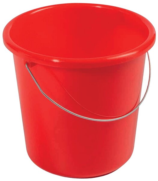 Haushaltseimer, 5 Liter, rot, mit Metallbügel und Maßeinheit, Siebdruck möglich