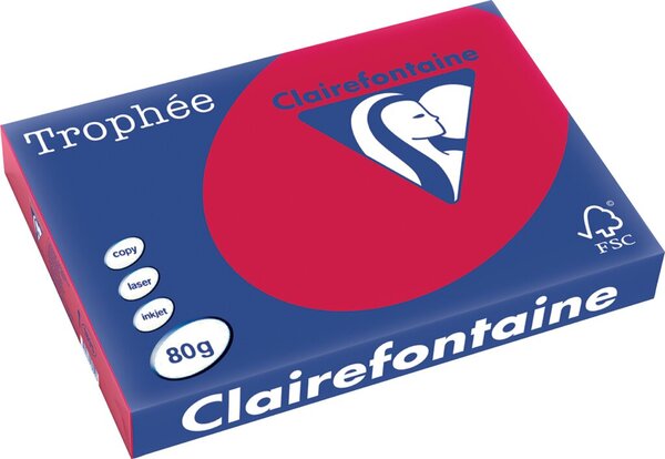 Kopierpapier Trophee, DIN A3, 80g/qm, kirschrot, für Inkjet- und Laserdrucker, FSC®-zertifiziert, Packung à 500 Blatt