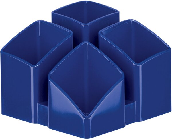 Schreibtischköcher SCALA, blau, 4 Fächer inkl. Kartenständer