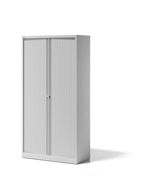 Rollladenschrank EuroTambour, (H x B x T) 1980 x 800 x 430 mm, 5 Ordnerhöhen, Korpus/Rollladen verkehrsweiß/verkehrsweiß