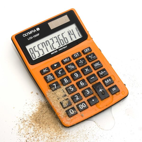 Tischrechner LCD-1000P, 12-stellig, Grundrechenarten, Solar- / Batteriebetrieb, orange