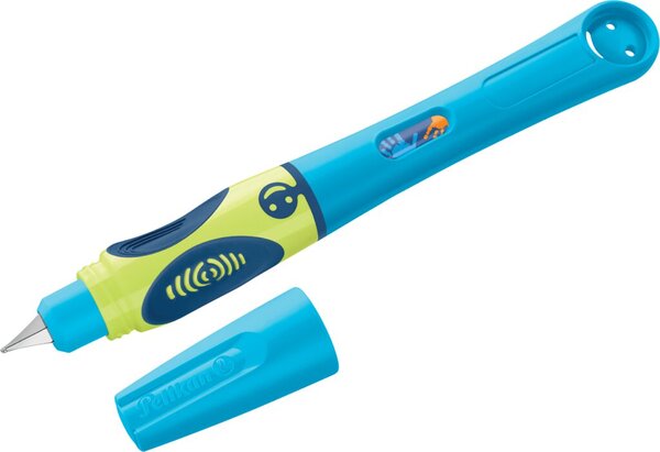 Schulfüller griffix, Linkshänder, Feder A (Anfänger), inklusive Tintenpatrone, neon fresh blue