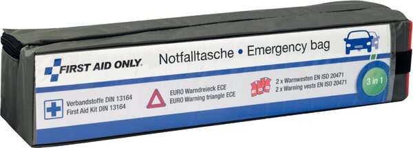Verbandkasten Kombitasche KFZ, 3-in-1, Verbandstoffe, Warndreieck, Warnwesten