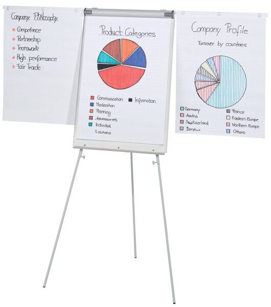 Flipchart ECO Professional, grau, Schreibtafelfläche 106 x 74 cm, magnetisch, 2 Papierhalter, Höhe variabel verstellbar, mit Stifteablage