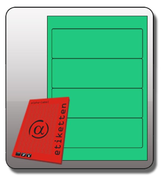 Rückenschild, selbstklebend, kurz/breit, 190 x 61 mm, grün, 100 Blatt, 400 Etiketten