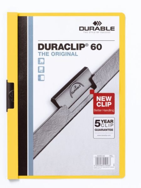 Klemmmappe DURACLIP, DIN A4, Fassungsvermögen 60 Blatt, 310 x 220 mm, gelb