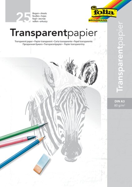 Transparentpapier/Architektenpapier, DIN A3, 80g/qm, weiß, 25 Blatt