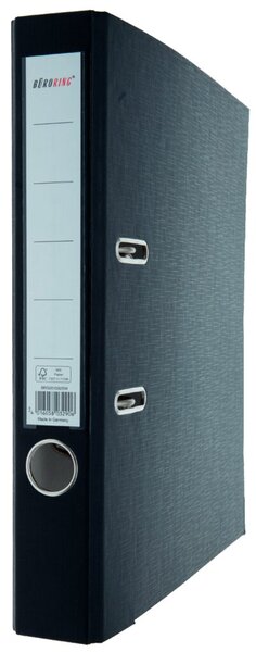 Ordner, DIN A4, PP, 50 mm, schmal, auswechselbares Rückenschild, schwarz