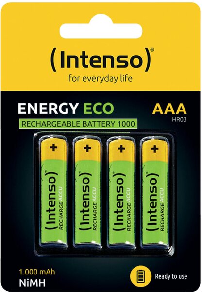 Accu NiMH, Micro AAA, Rechargeable, HR03, 1.2V, 1000mAh, 4 Akkus