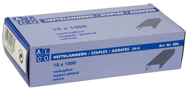 Heftklammern 24/6, verkupfert, 1000 Stück