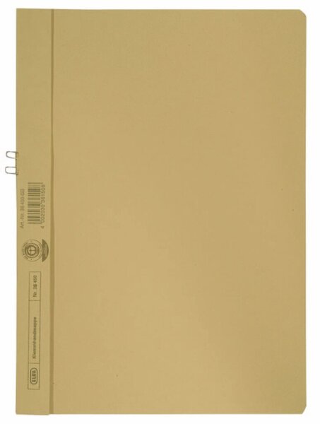 Klemmmappe, DIN A4, Fassungsvermögen 10 Blatt, Manilakarton 250g/qm, 237 x 309 mm, ohne Vorderdeckel, gelb