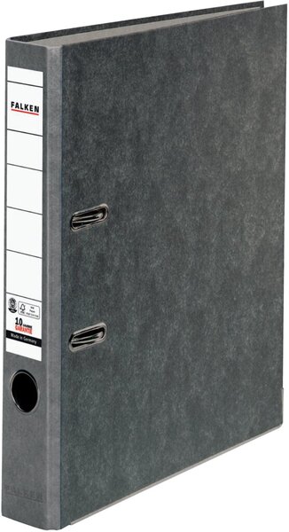 Ordner, DIN A4, Wolkenmarmor, 50 mm, schmal, geklebtes Rückenschild, grau