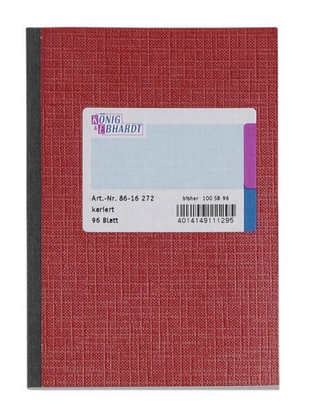 Kladde DIN A6, holzfrei, 96 Blatt, kariert, roter Einband