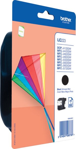 Tintenpatrone LC-223BK, für Brother-Drucker, ca. 500 Seiten, schwarz
