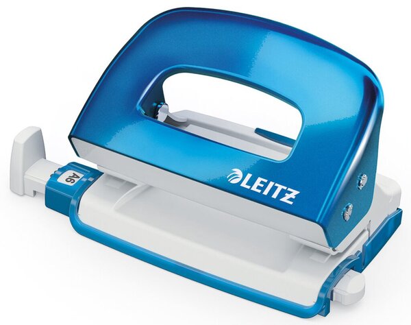 Locher WOW Mini NeXXt blau, mit Anschlagschiene, Stanzleistung: 10 Blatt.