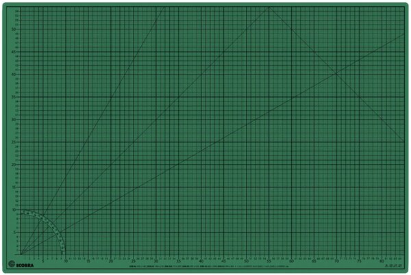 Schneidematte, 900 x 600 mm, bedruckt mit 10-und 50 mm-Teilung, 5-lagig, grün/schwarz