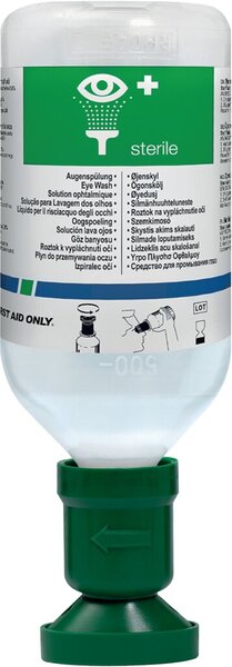 Augenspülflasche 500 ml, Natrium-Chlorid-Lösung, speziell geformte Augenmuschel