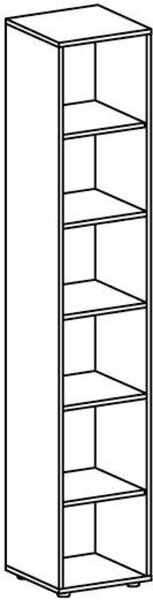 Regal Flex, (H x B x T) 2160 x 400 x 420 mm, 6 Ordnerhöhen, Standfüße, buche