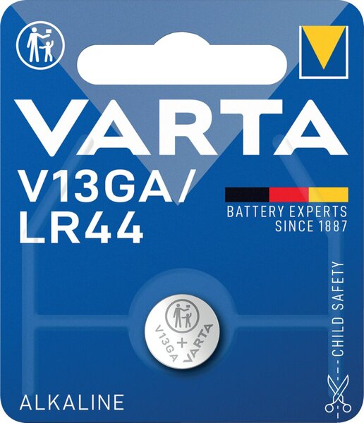 Knopfzelle, V13GA A76 LR44, 1,5V, 125mAh, 1er Blister