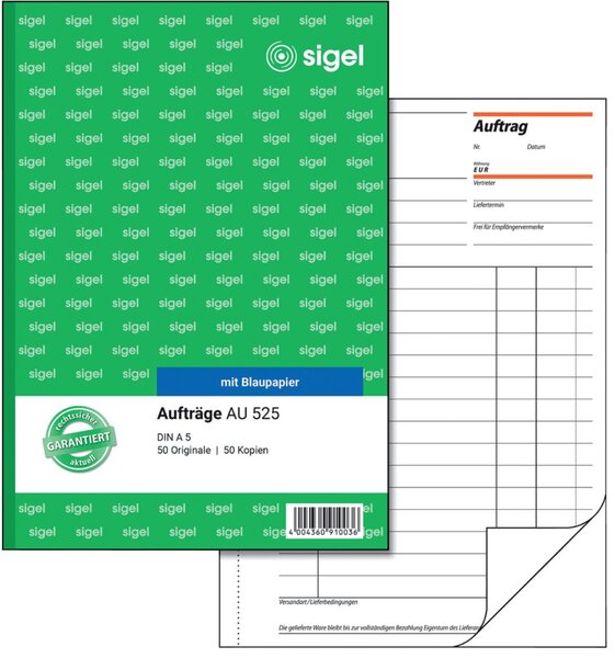 Auftrag, DIN A5, weiß, Blaupapier, 2 x 50 Blatt