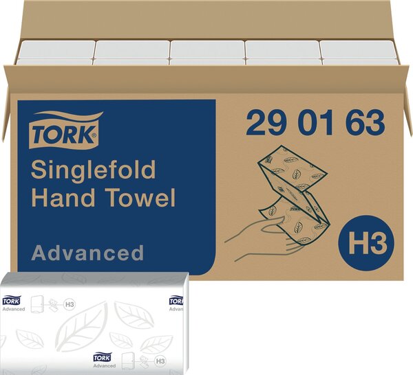 Handtuchpapier, System-H3 - Classic, Qualität Advanced, Falzung V-Falz/ZZ-Falz, 2-lagig, weiß, weich, 24,8 x 23 cm