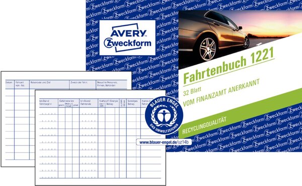 Fahrtenbuch für PKW, DIN A6 quer, 32 Blatt, ohne Durchschlag, nicht perforiert