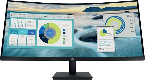LCD/LED Monitor 21Y56AA, HP P34hcG4 WQHD-USB-C-Monitor mit Wölbung, schwarz, 86,36 cm (34 Zoll), 3.440 x 1.440 (WQHD)