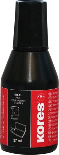 Stempelfarbe ohne Öl, 27 ml, schwarz, mit Verstreicher