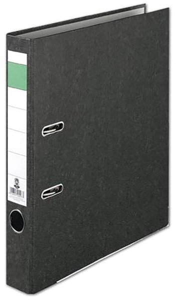 Ordner, DIN A4, Wolkenmarmor, 50 mm, schmal, geklebtes Rückenschild, schwarz
