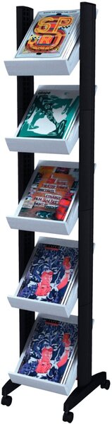 Prospektständer Mobile, 167,5 x 35 x 38,5 cm, mit Metall-Innstruktur, Aufbau ohne Werzeug, grau