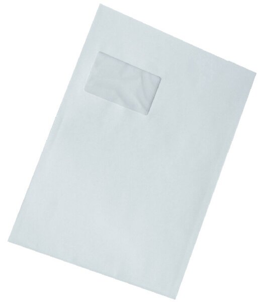 Versandtasche DIN C4, mit Fenster, haftklebend, 120g/qm, weiß, FSC, 250 Stück