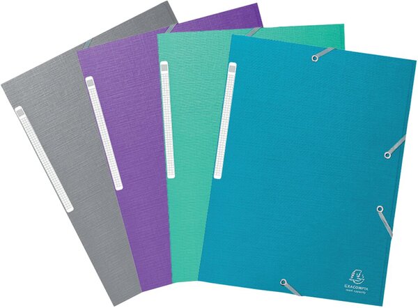 Sammelmappe Teksto, DIN A4, Karton, sortiert (grau, grün, türkis, lila), 3 Innenklappen, 4 Stück
