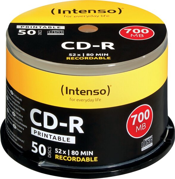 Rohling CD-R, 80 Min., 700 MB, 52x, bedruckbar, 50er Spindel