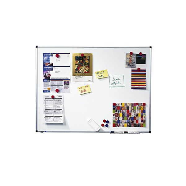 Whiteboard PREMIUM 60 x 90 cm, Oberfläche lackiert, weiß, Alu-Rahmen, dunkelgraue Kunststoffecken, Ablage 30 cm